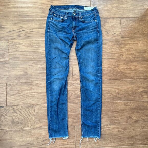 Rag & Bone Jeans Women's Size 25 Dre Slim Boyfriend Medium Wash Raw Hem - Picture 1 of 8